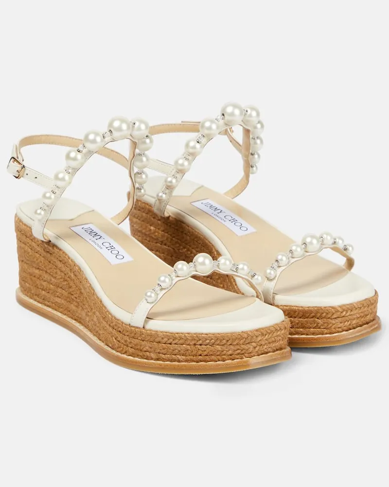 Jimmy Choo Verzierte Espadrille-Sandalen Amatuus 60 Weiß