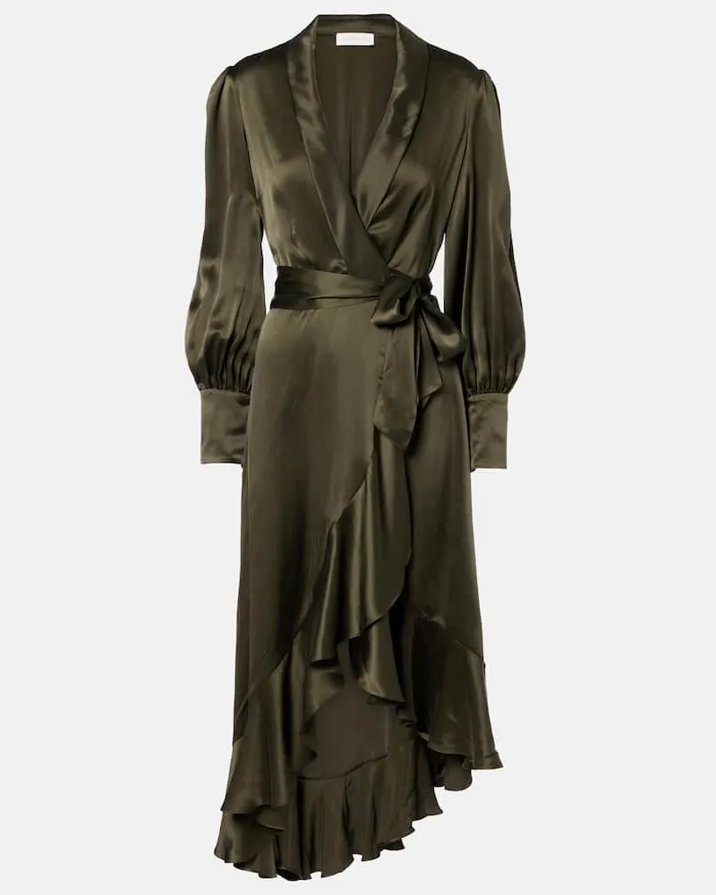 Zimmermann Wickelkleid aus Seide Grün