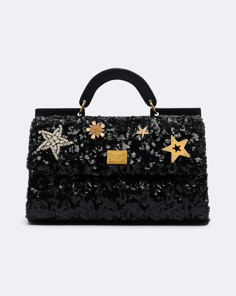 Dolce & Gabbana Verzierte Henkeltasche Sicily Mini Schwarz