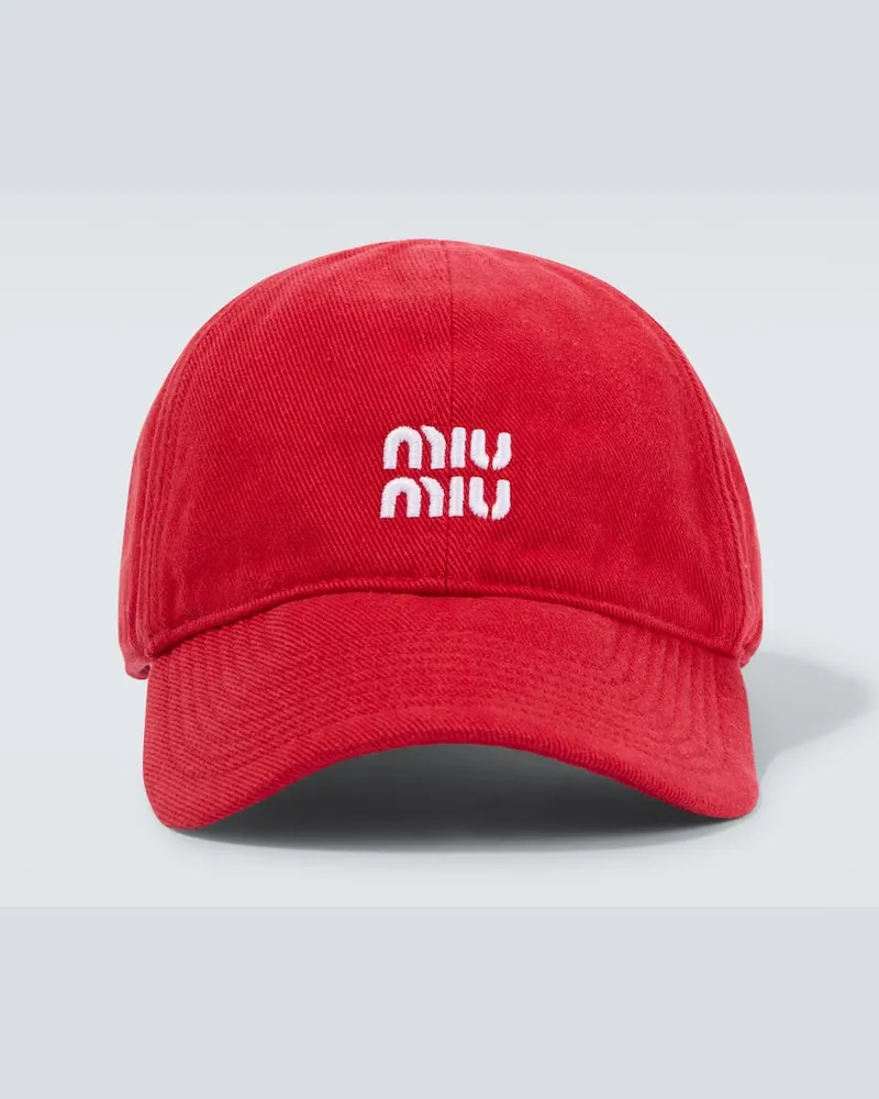 Miu Miu Baseballcap aus Denim Rot