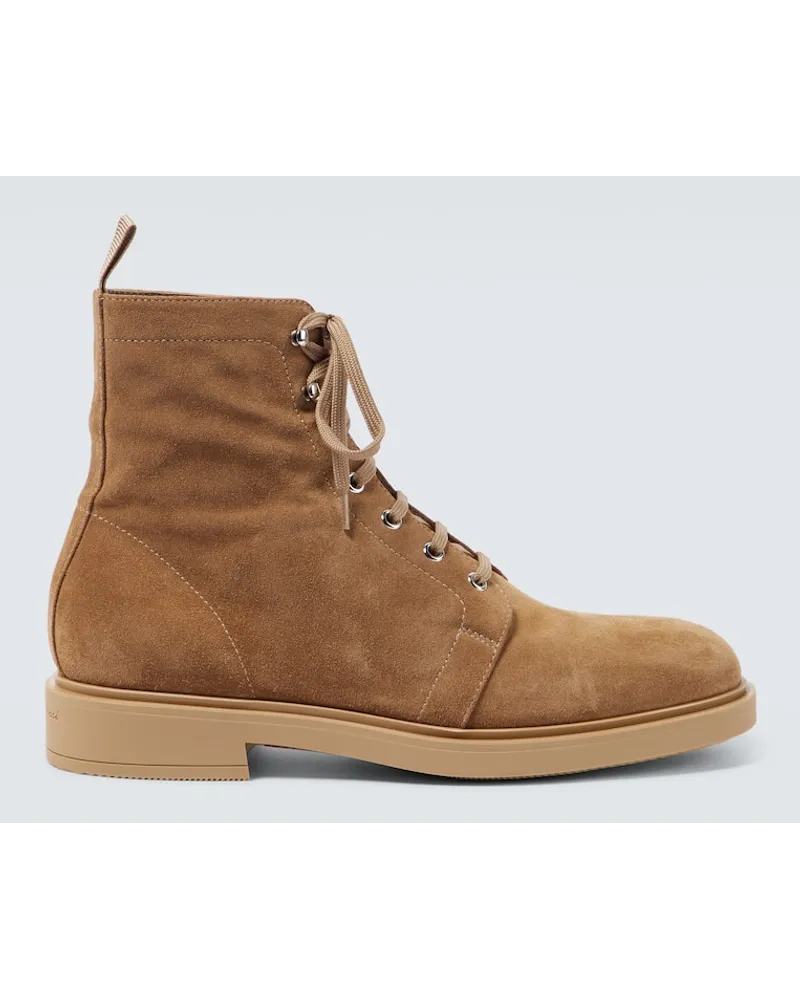 Gianvito Rossi Schnürstiefel Richard aus Veloursleder Braun