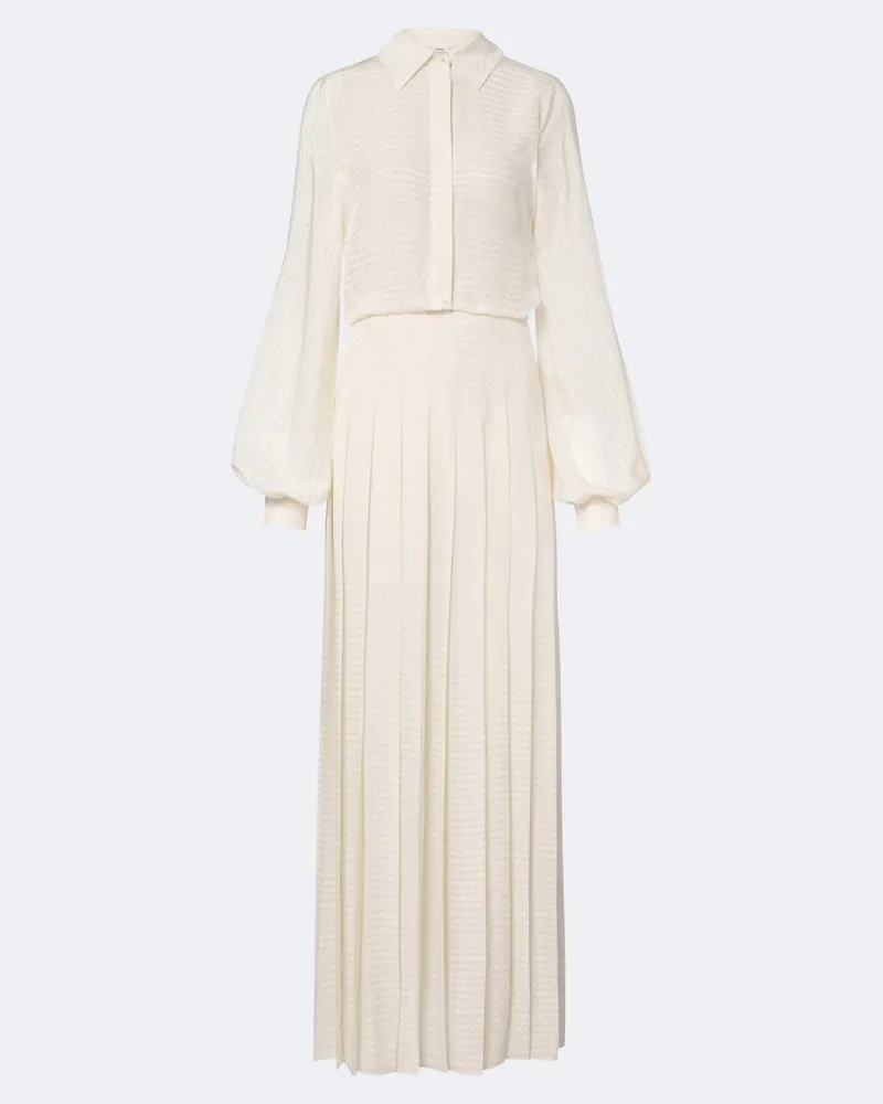 Fendi Maxikleid aus Seidencrêpe Weiß