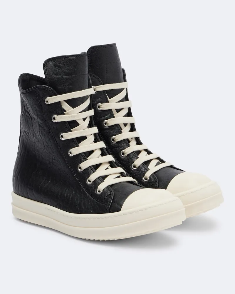 Rick Owens High-Top Sneakers aus Leder Schwarz