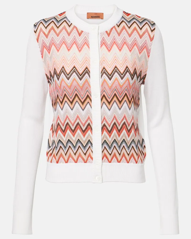 Missoni Cardigan mit Häkelstrick Weiß