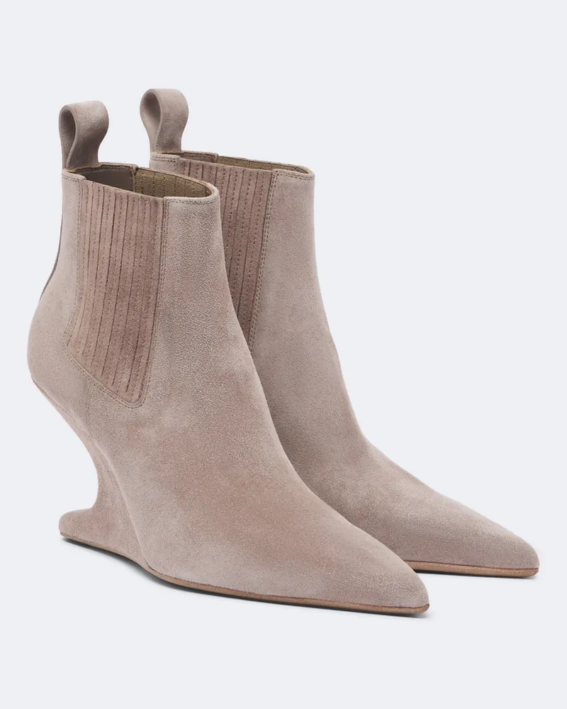Rick Owens Ankle Boots Cantilever aus Veloursleder Rosa