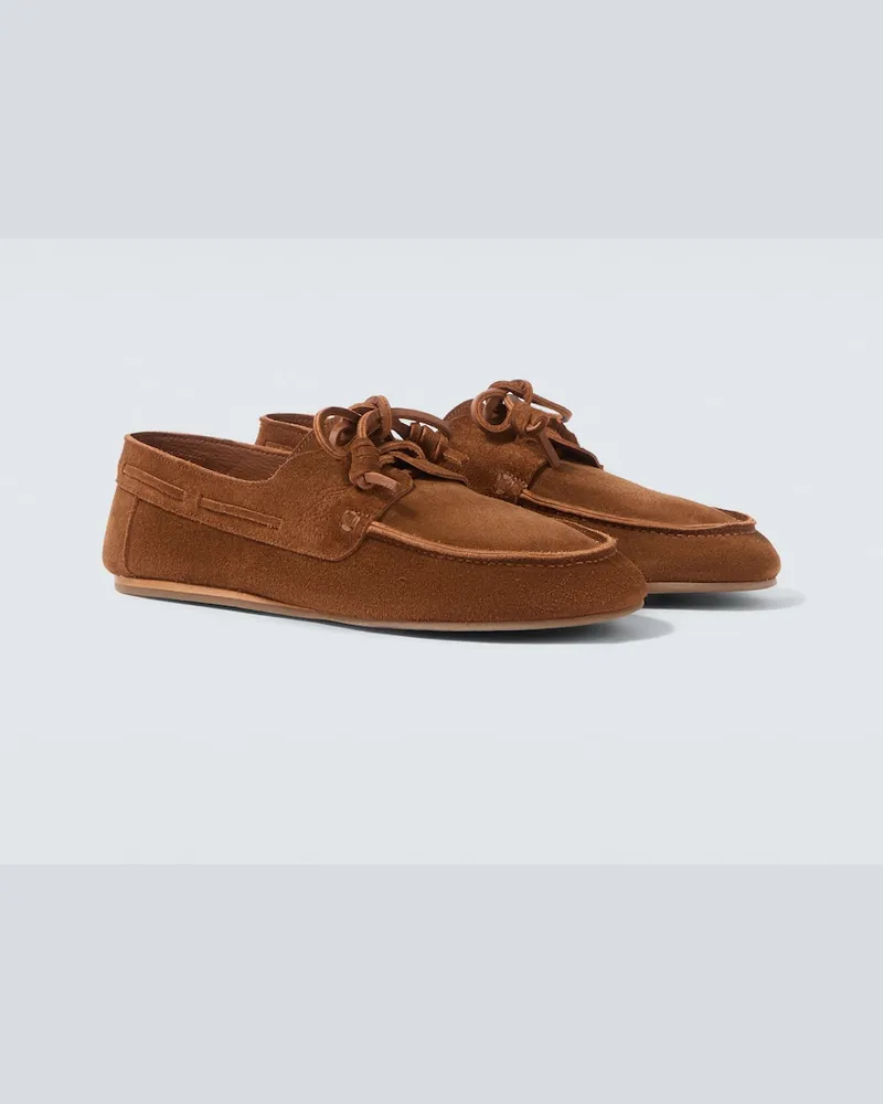 Ancient Greek Sandals Segelschuhe Pliario aus Veloursleder Braun
