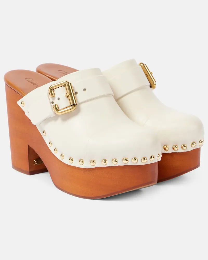 Chloé Chloé Clogs Jeannette aus Leder Weiß