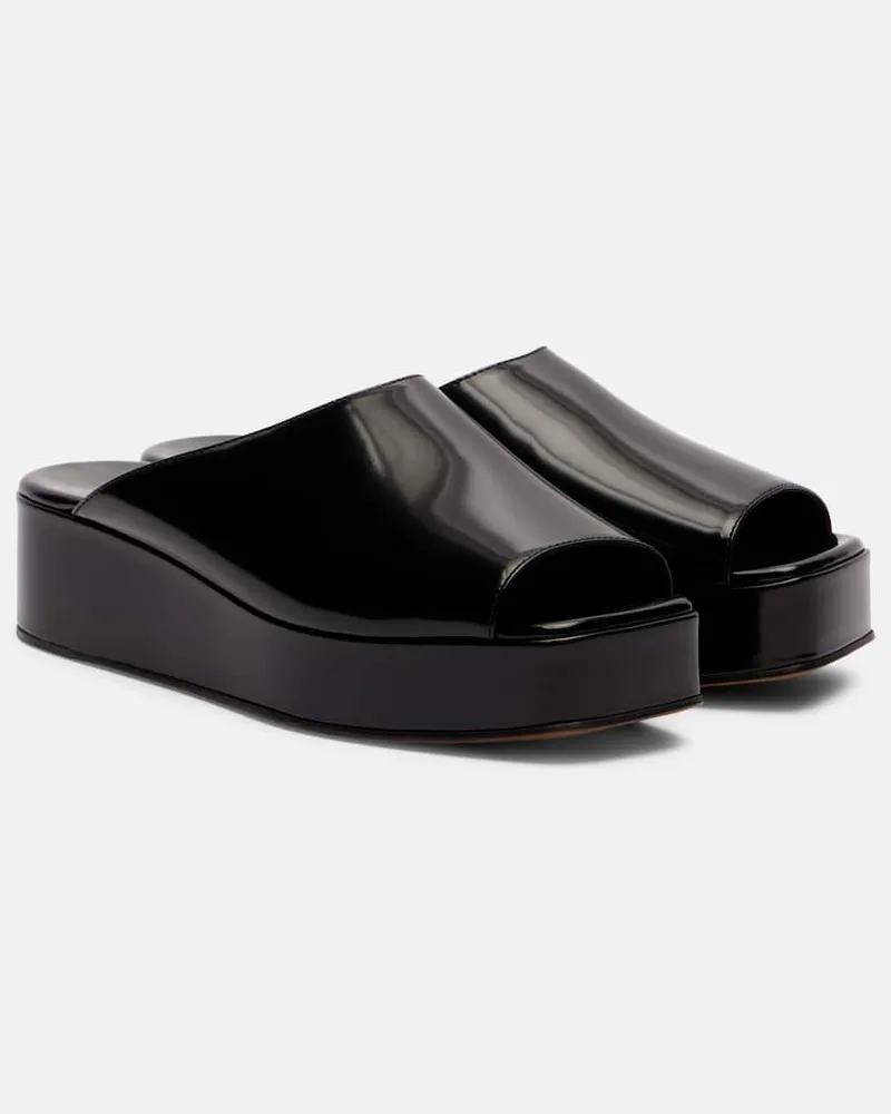 The Row Plateau-Pantoletten Emi aus Lackleder Schwarz
