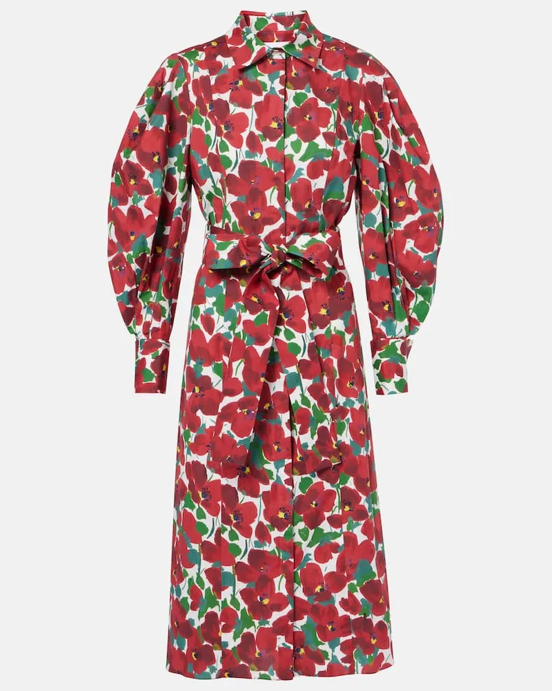 Carolina Herrera New York Hemdblusenkleid aus einem Baumwollgemisch Rot