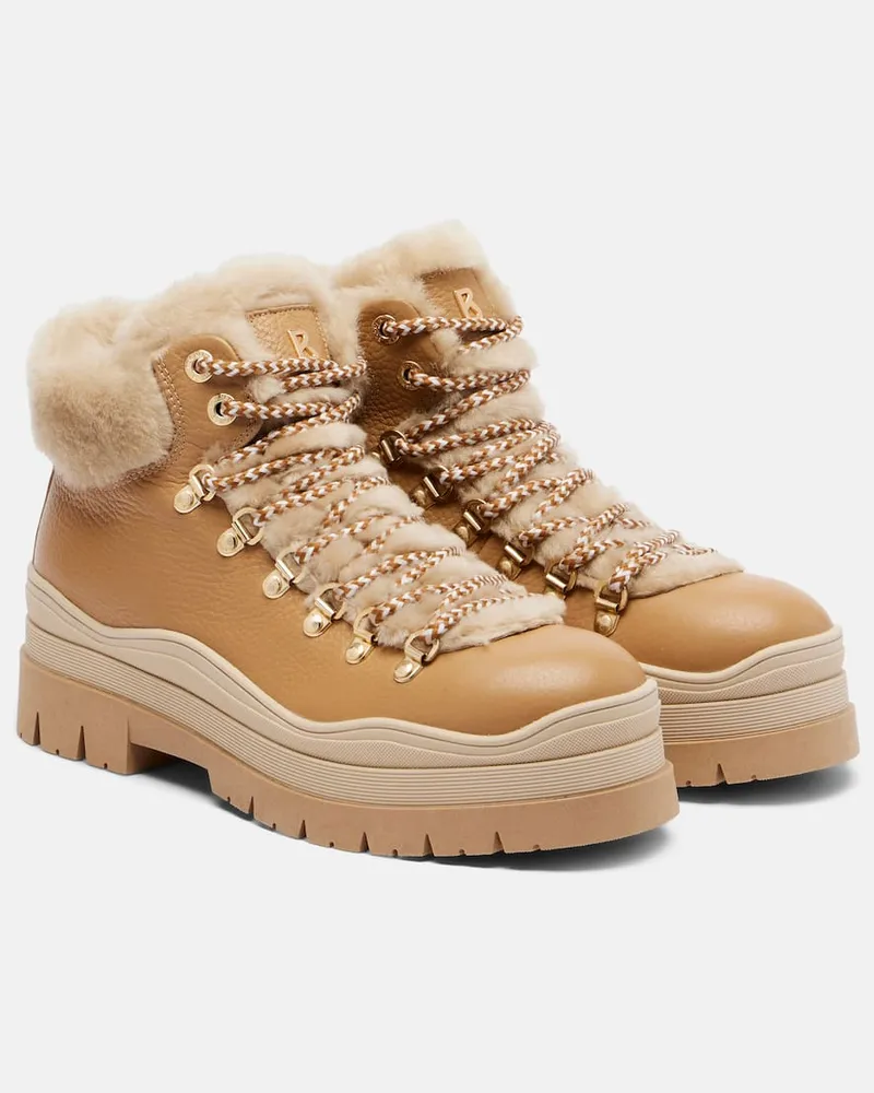 Bogner Schnürstiefel Arosa aus Leder und Shearling Beige
