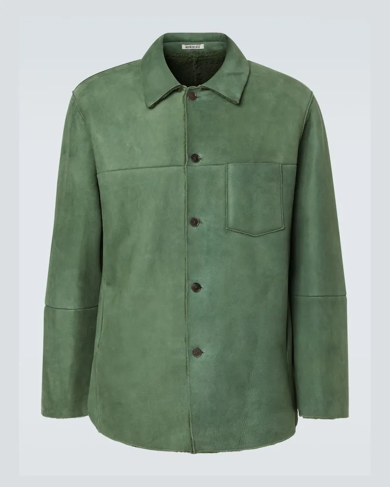 AURALEE Hemdjacke aus Leder Grün