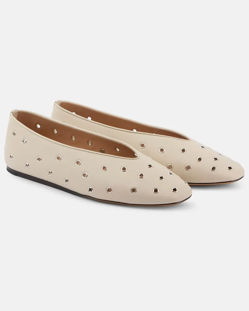 Le Monde Béryl Le Monde Béryl Verzierte Ballerinas Regency aus Leder Beige