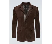 Blazer aus Veloursleder mit Leder