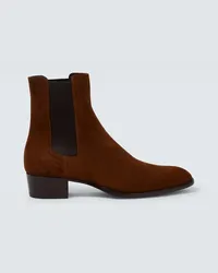 Saint Laurent Chelsea Boots Wyatt aus Veloursleder Braun