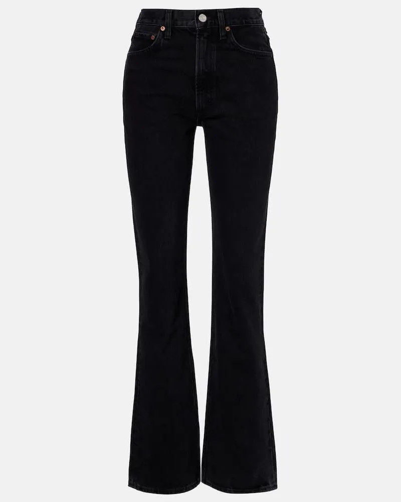 AGOLDE Mid-Rise Flared Jeans Leena Schwarz