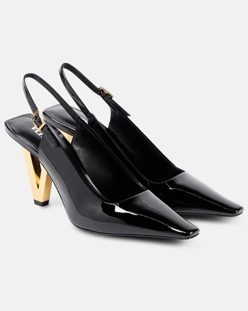 Versace Slingback-Pumps aus Lackleder Schwarz