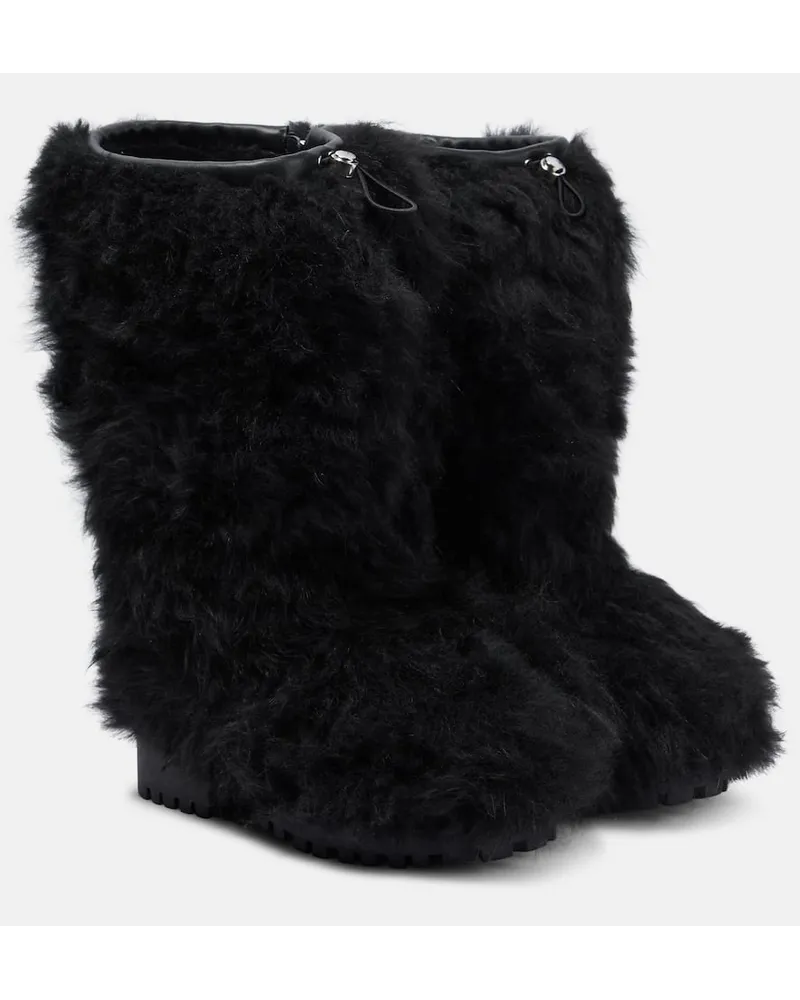 Yves Salomon Stiefel aus Shearling Schwarz