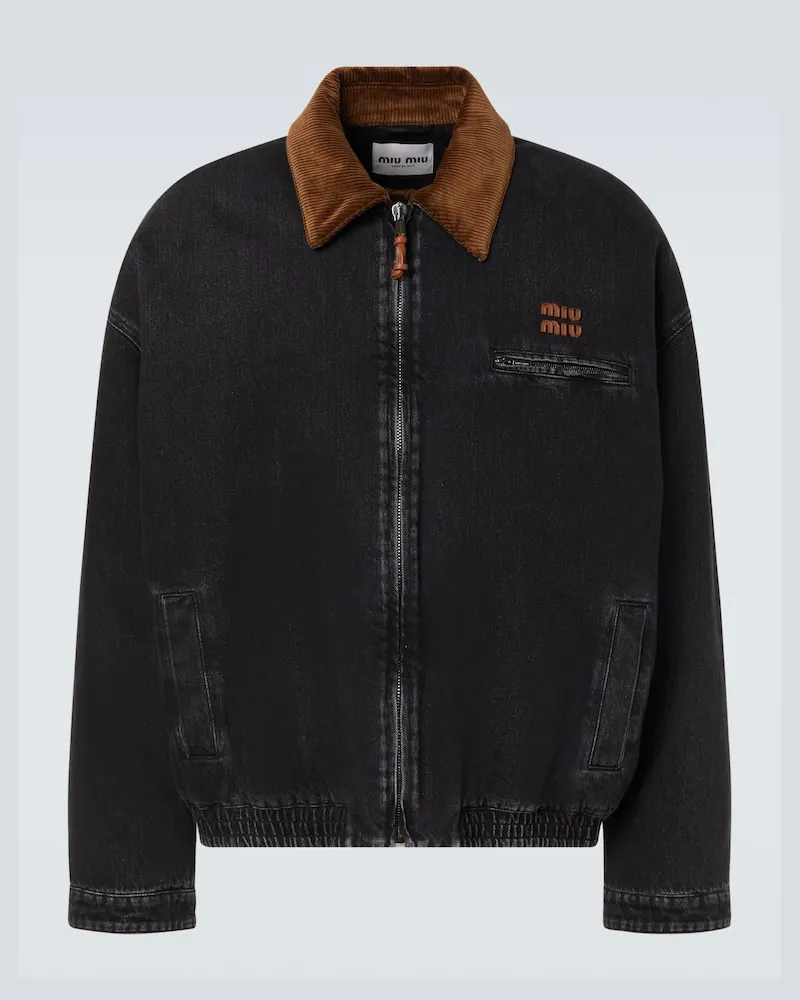 Miu Miu Blouson aus Denim mit Cord Schwarz
