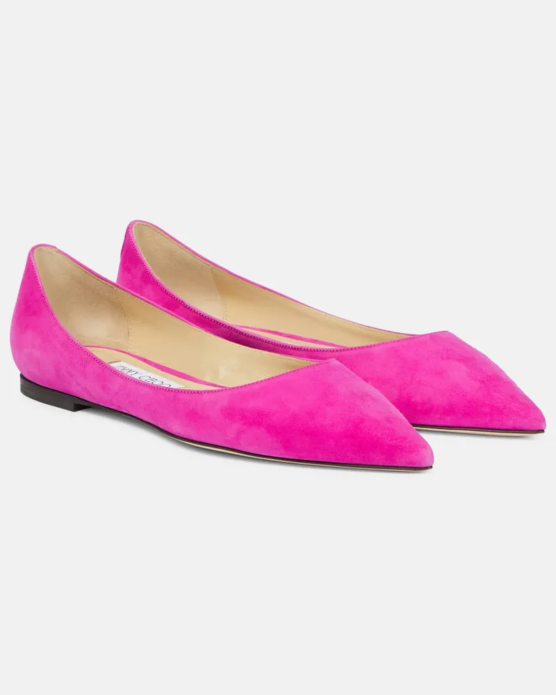 Jimmy Choo Ballerinas Love aus Veloursleder Rosa