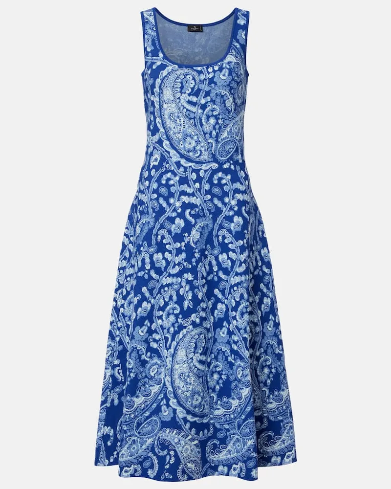 Etro Midikleid aus Jacquard Blau