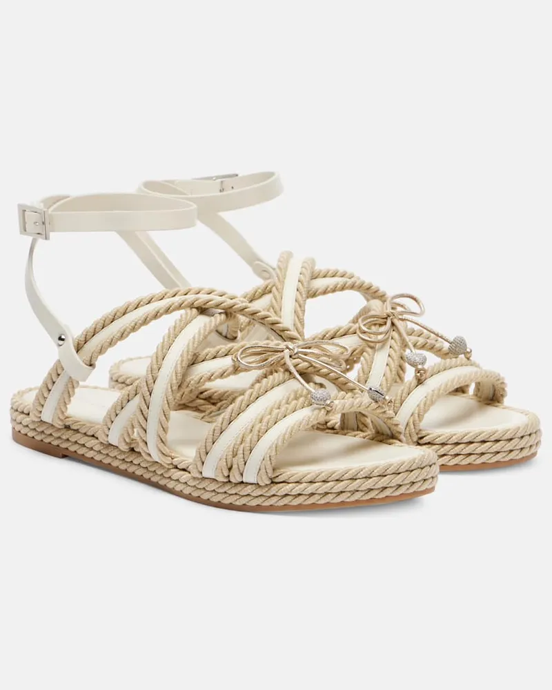 Mach & Mach Verzierte Espadrille-Sandalen mit Leder Nude