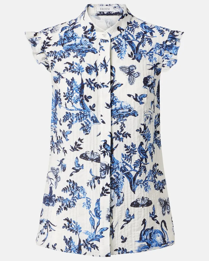 Erdem Top aus Jacquard Blau