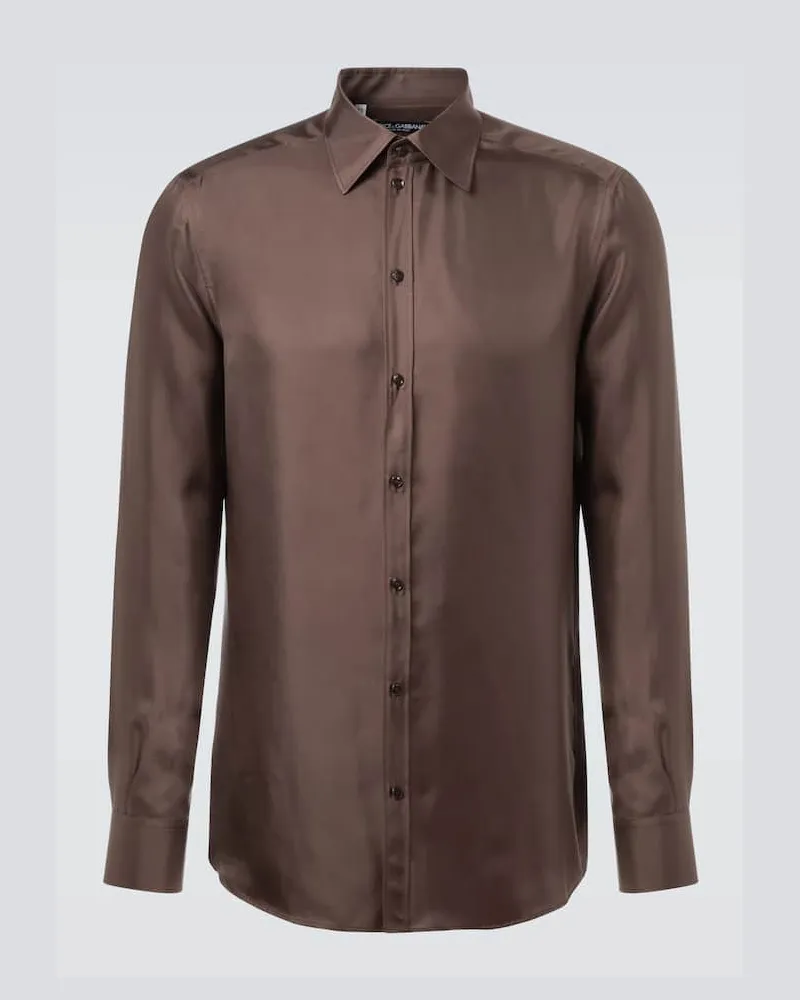 Dolce & Gabbana Hemd aus Seiden-Twill Braun