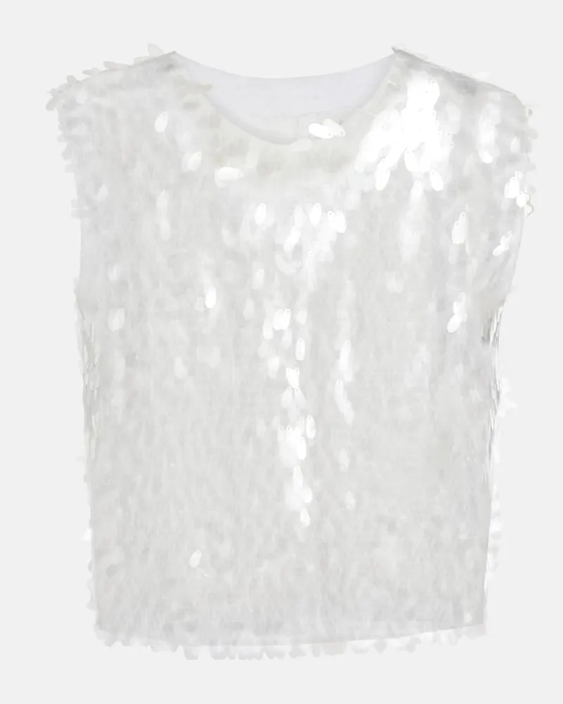 Norma Kamali Cropped-Top mit Pailletten Weiß