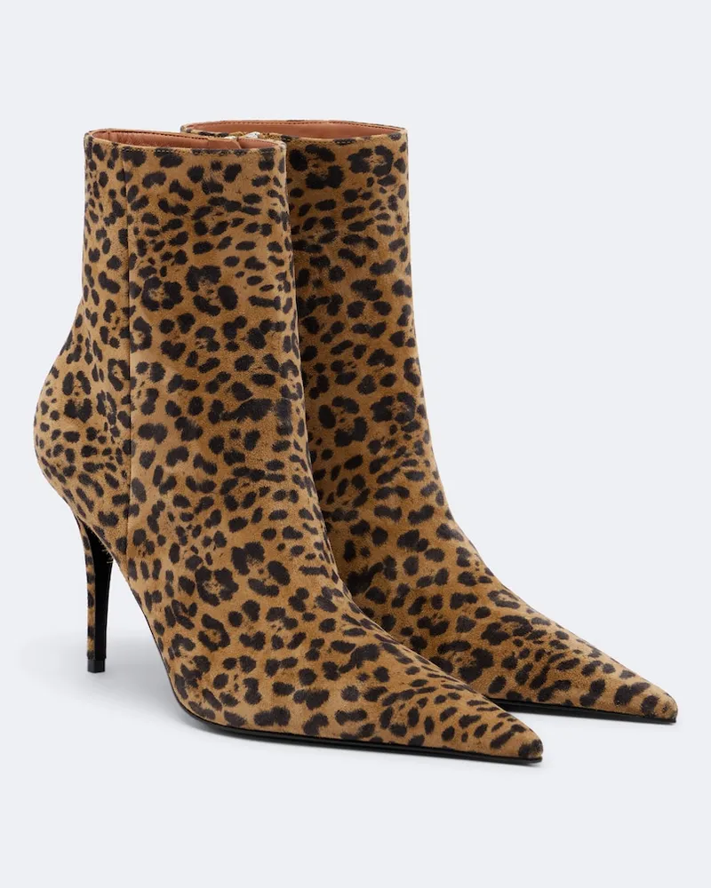Amina Muaddi Ankle Boots Barbara aus Veloursleder Braun