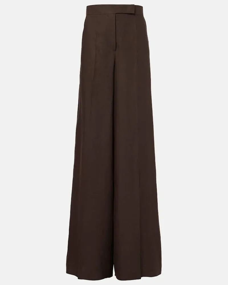 Max Mara Weite Hose Sequoia aus Leinen Braun