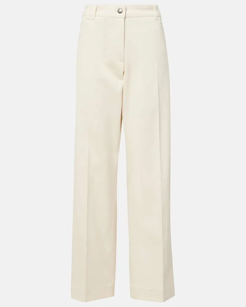 Moncler Gerade Hose aus Baumwoll-Gabardine Weiß