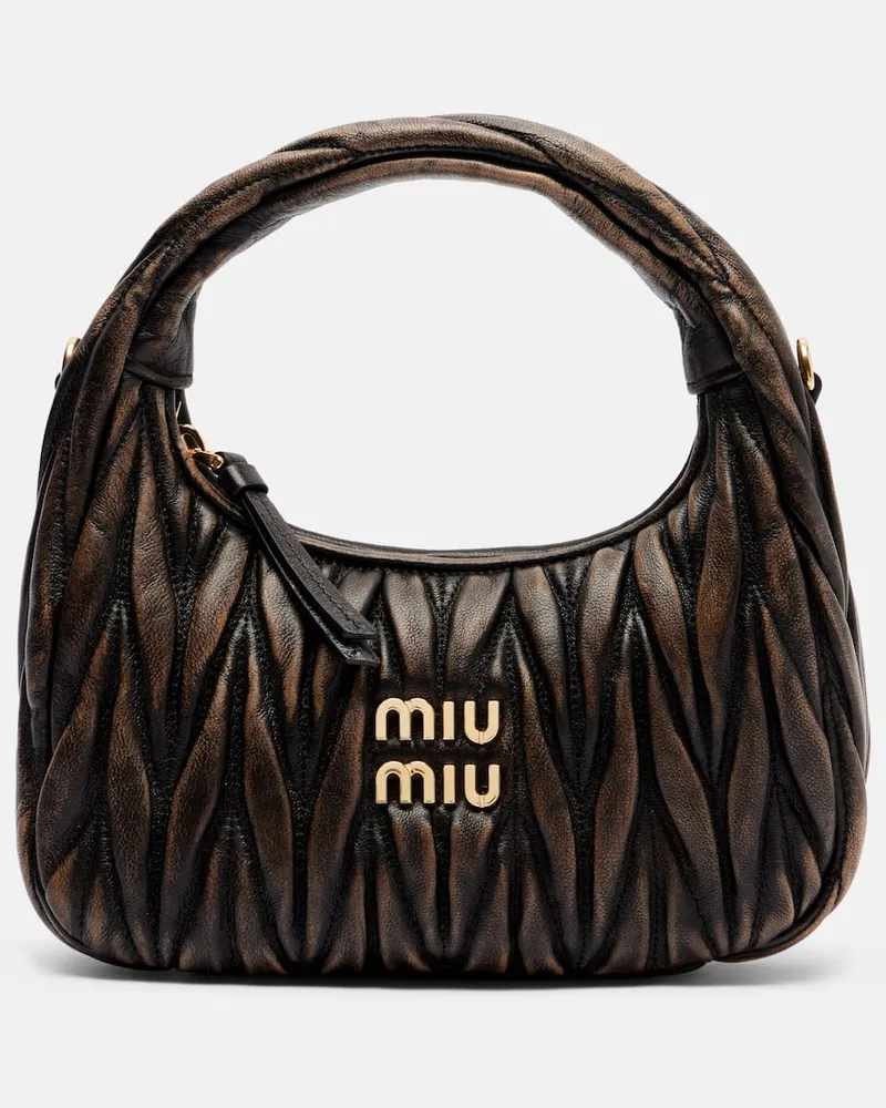 Miu Miu Tote Bag Wander Small aus Matelassé-Leder Braun