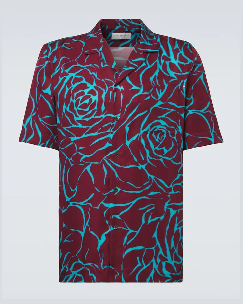 Dries van Noten Bedrucktes Hemd Burgunderrot