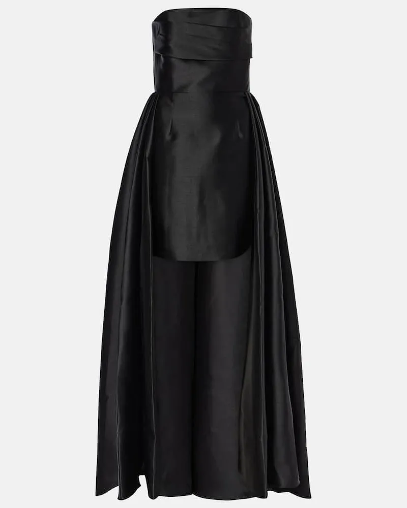 Solace London Robe Trina aus Satin Schwarz