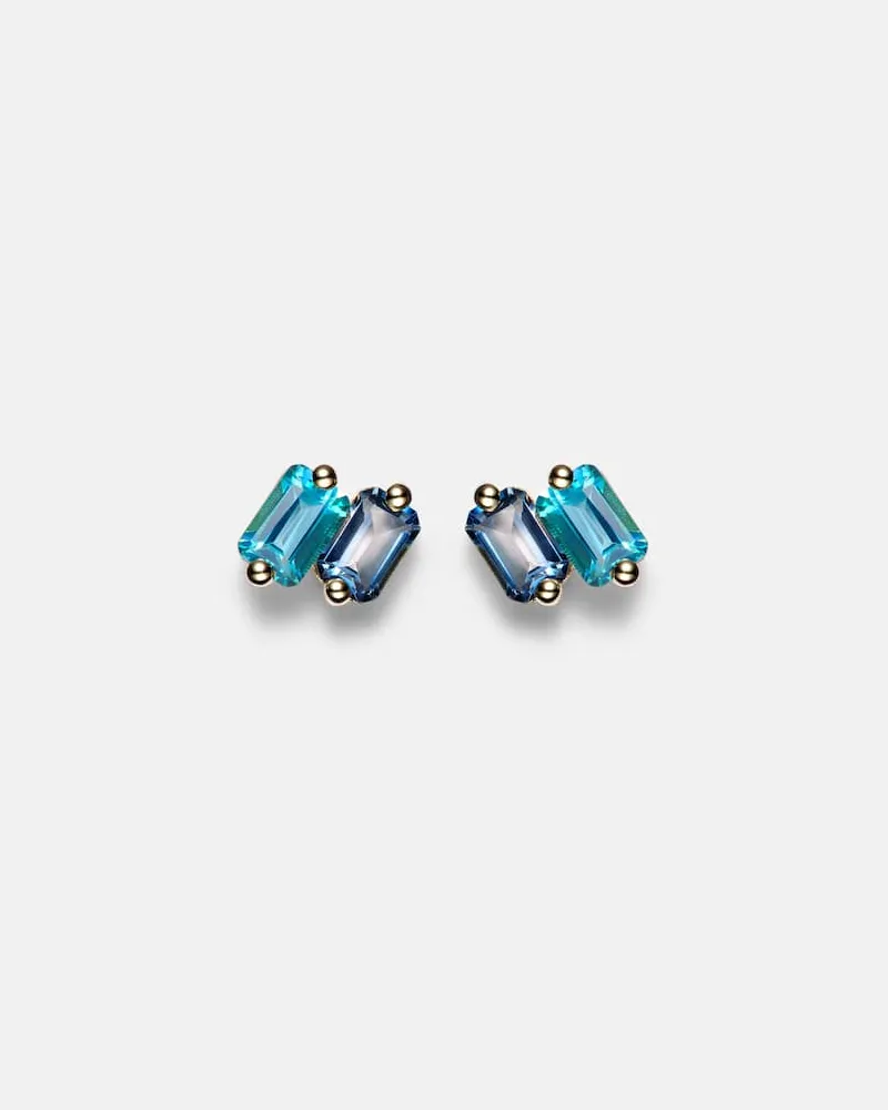 Suzanne Kalan Ohrringe Fireworks aus 14kt Gelbgold mit Topas Blau