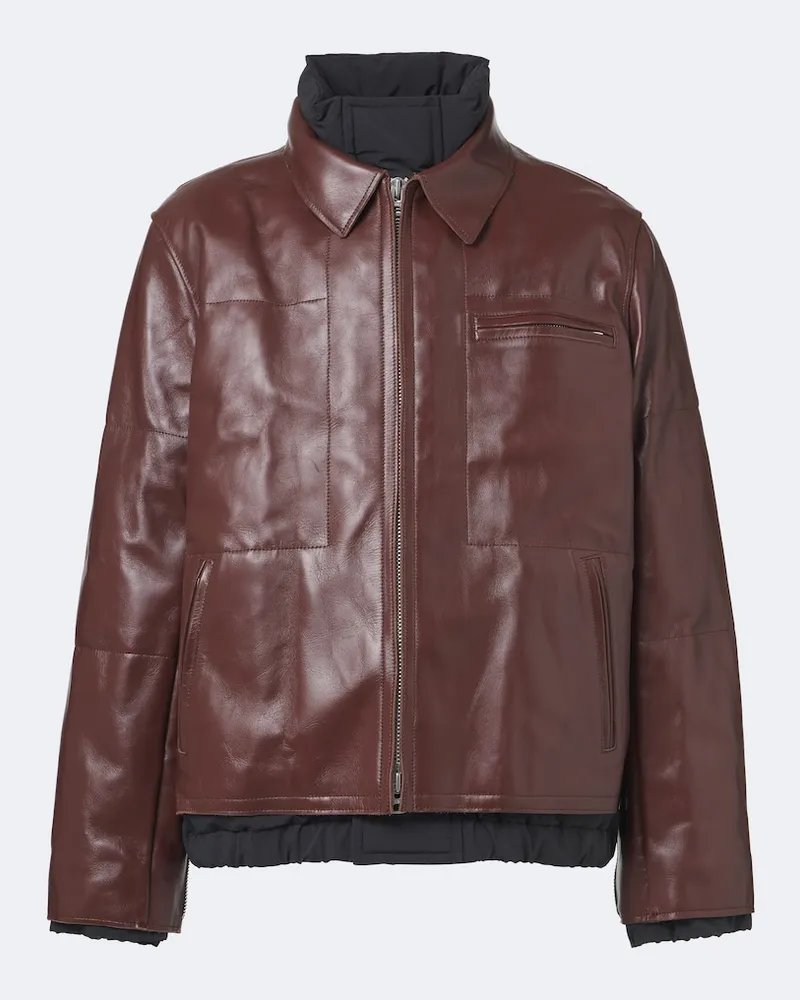 Sacai Daunenjacke aus Leder Braun
