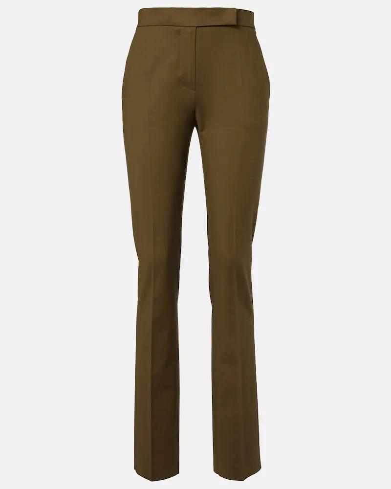 Max Mara Schmale Hose aus einem Baumwollgemisch Grün