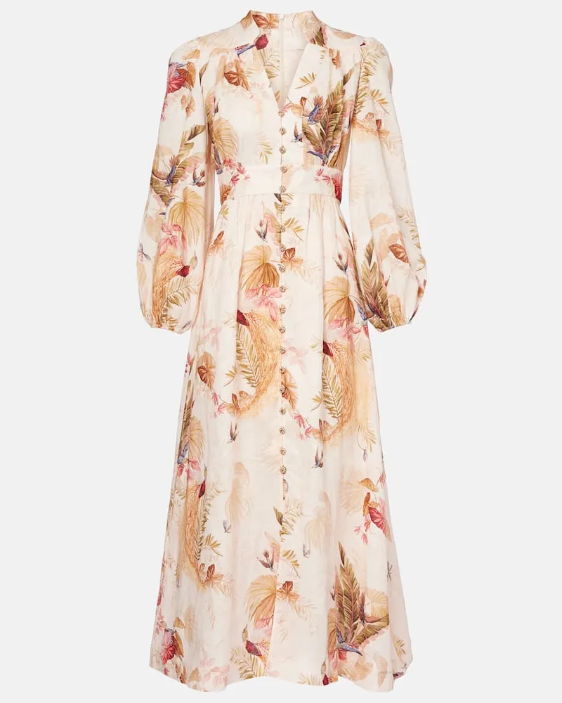Zimmermann Midikleid Ascension aus Leinen Pink