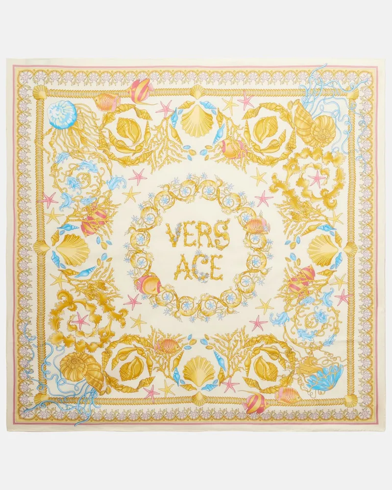Versace Tuch Underwater Barocco aus Seiden-Twill Gelb