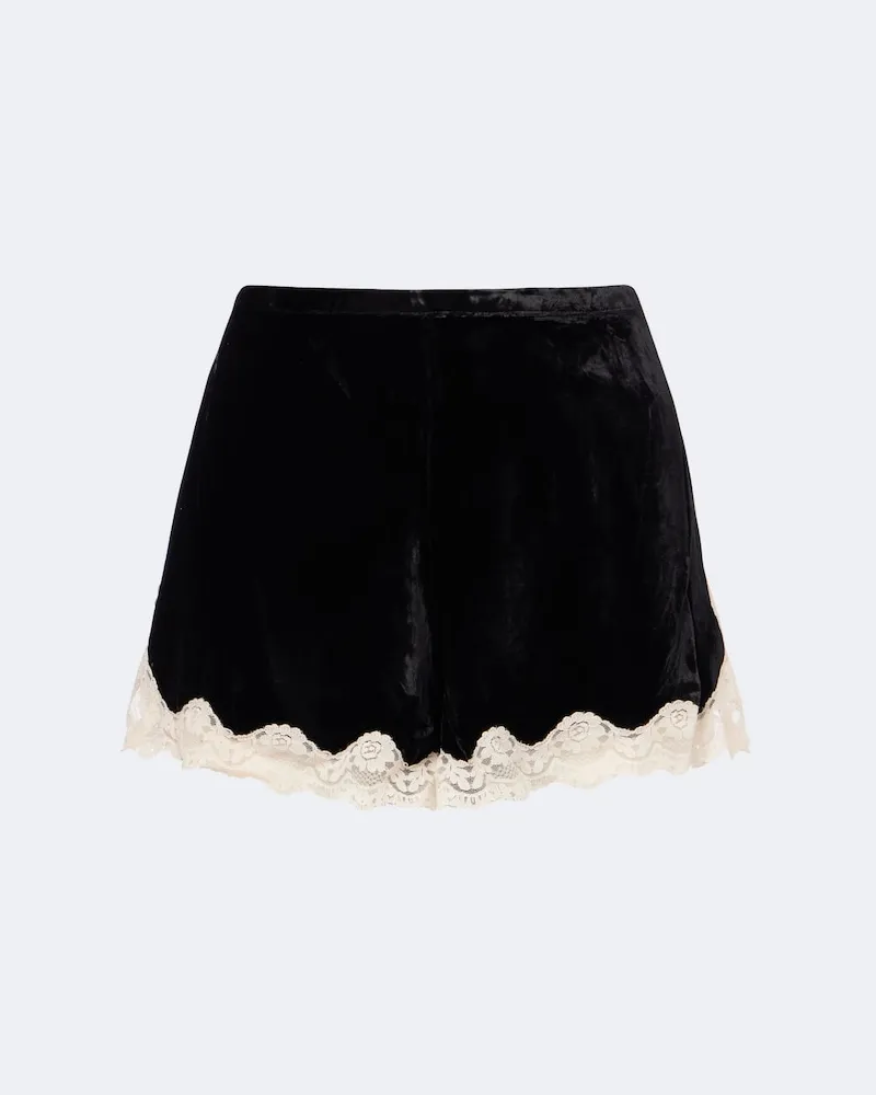 RIXO Shorts Lealia aus Samt mit Spitze Schwarz