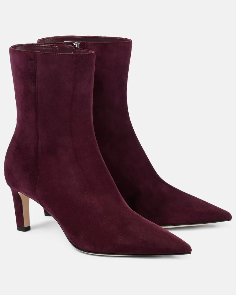 Jimmy Choo Ankle Boots Alizze 65 aus Veloursleder Burgund