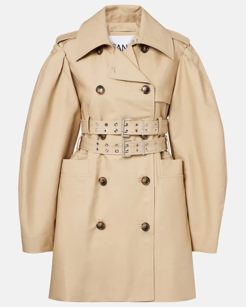 Ganni Trenchcoat aus Baumwolle Beige