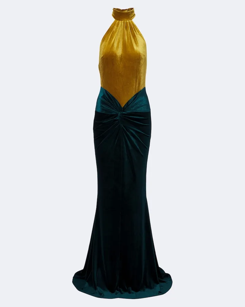 Retrofête Retrofête Robe Goleta aus Samt Grün