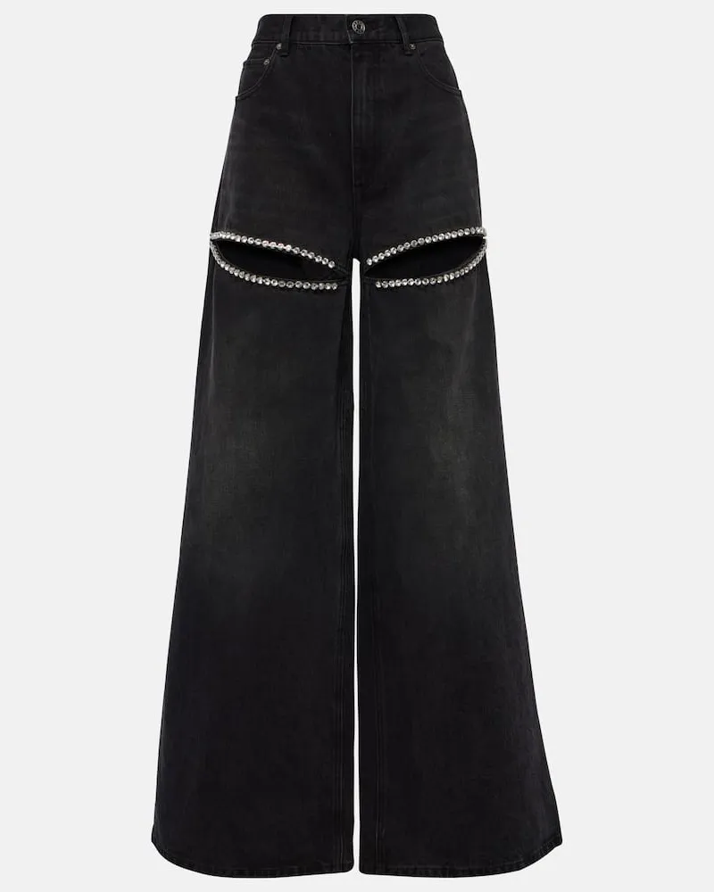 Area Verzierte Wide-Leg Jeans Schwarz