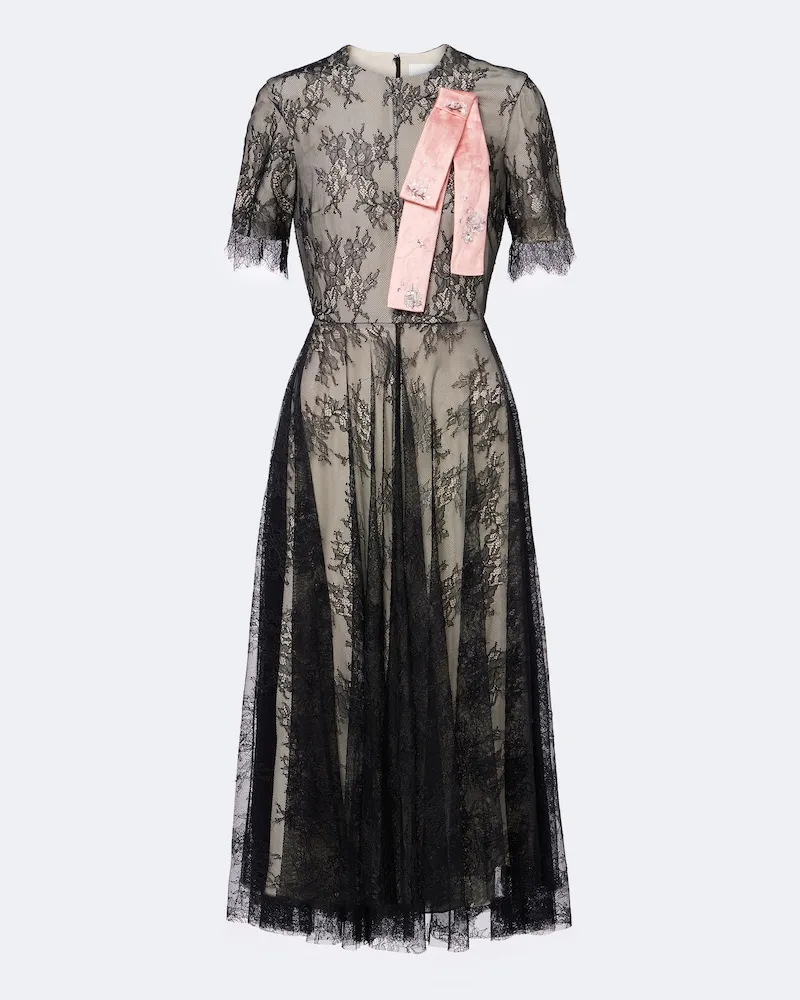 Erdem Verziertes Midikleid aus Spitze Schwarz