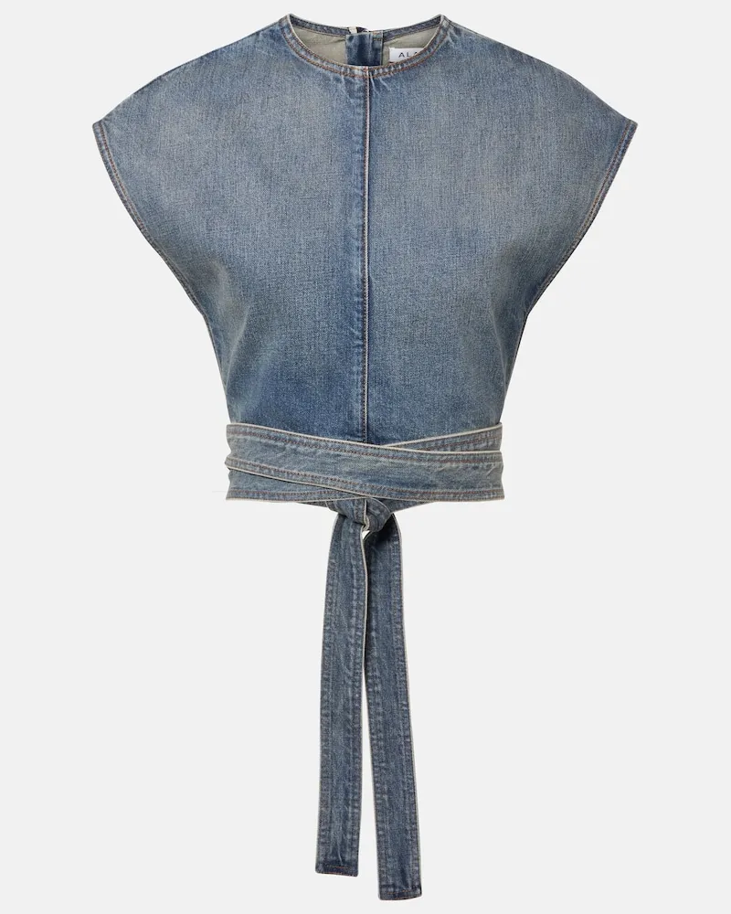Alaïa Alaïa Cropped-Top aus Denim Blau