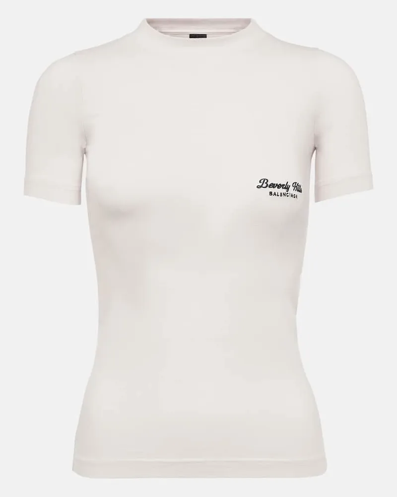 Balenciaga T-Shirt Beverly Hills aus Baumwoll-Jersey Weiß