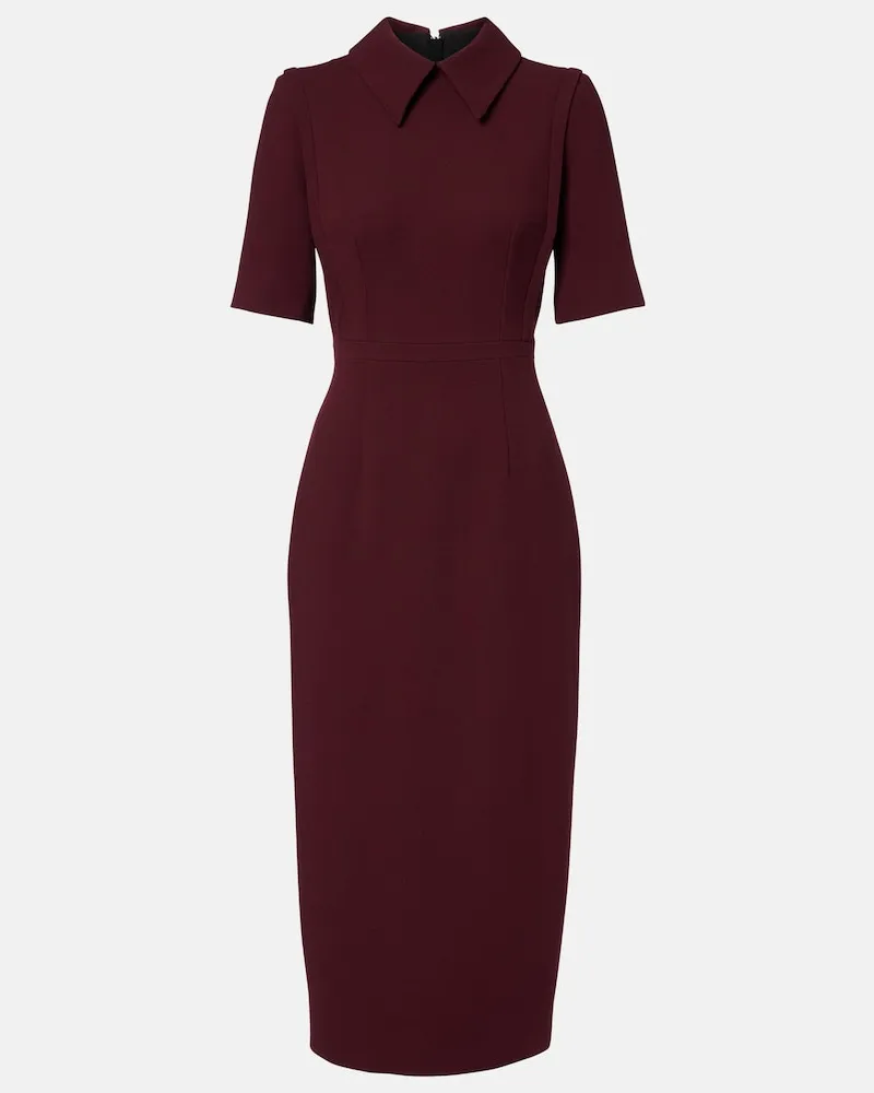 EMILIA WICKSTEAD Midikleid Valletta aus Woll-Crêpe Burgunderrot