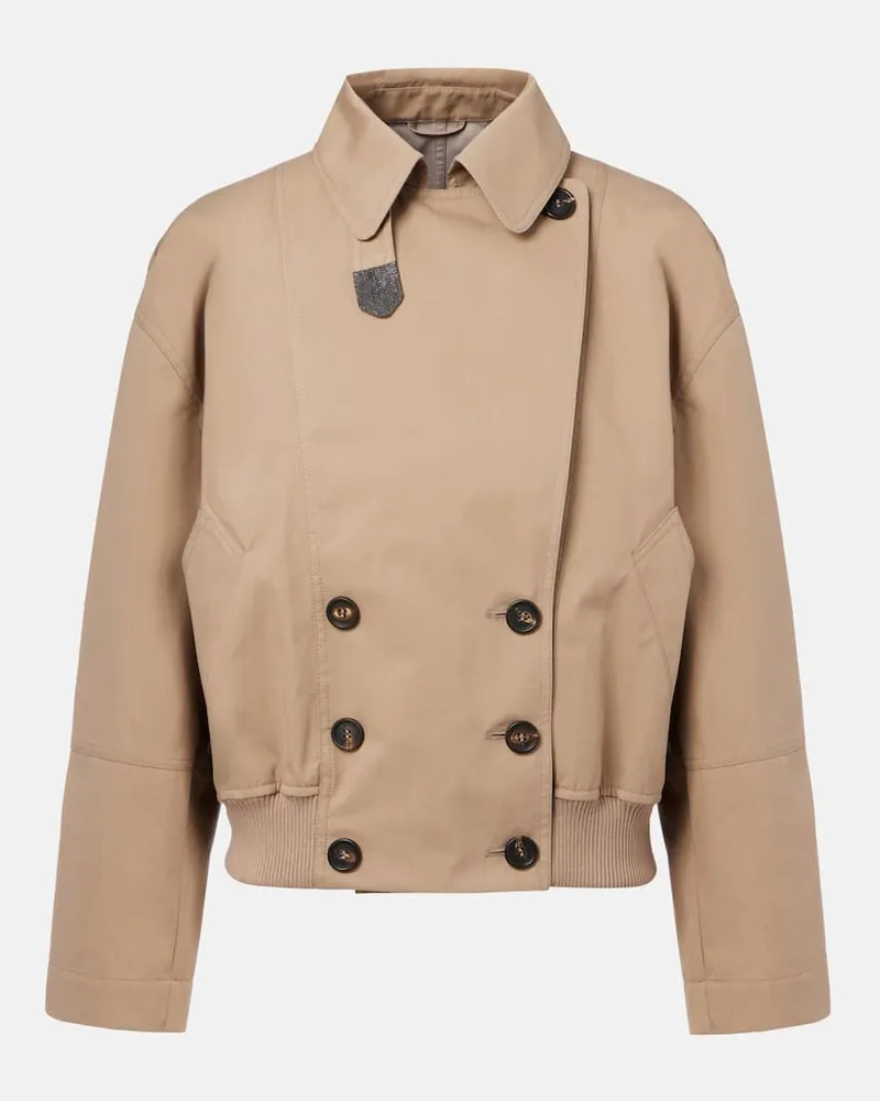 Brunello Cucinelli Cropped-Jacke aus Gabardine Beige