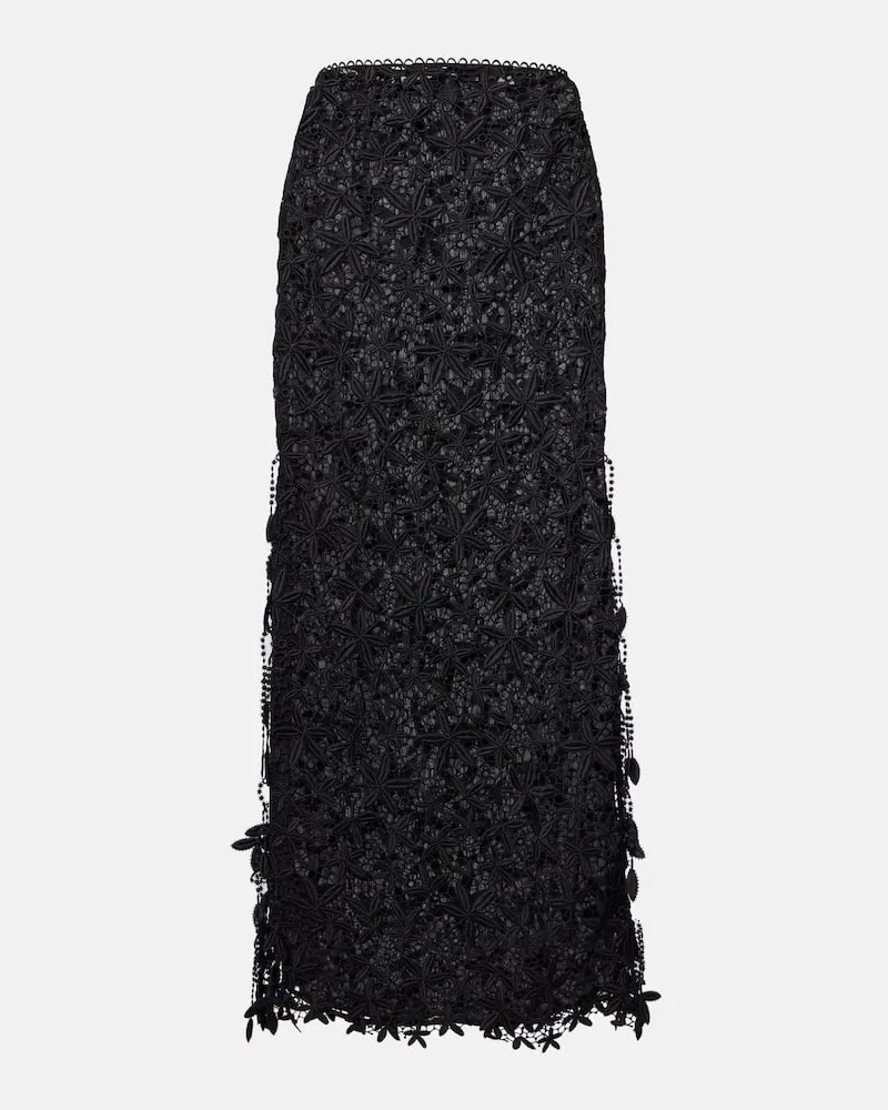 Totême Low-Rise-Maxirock aus Spitze Schwarz